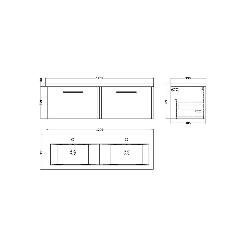 Juno Double Bathroom Vanity with Integrated Vitreous China Basin, Autumn Oak
