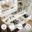 Dressing Table With LED Mirror & Storage Stool, White Vanity Desk With 3-Color & Dimmable Lights