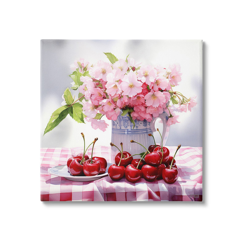"Cherries & Blossoms Bouquet", art mural par RB, H 36 po x l 36 po