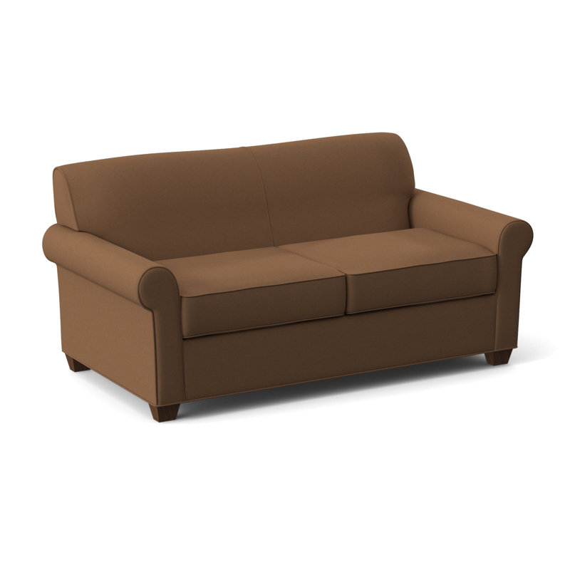 Finn Rolled Arm Sofa with Reversible Cushions, Montana Walnut, Dillon Luggage, 34" H x 75" W x 36" D