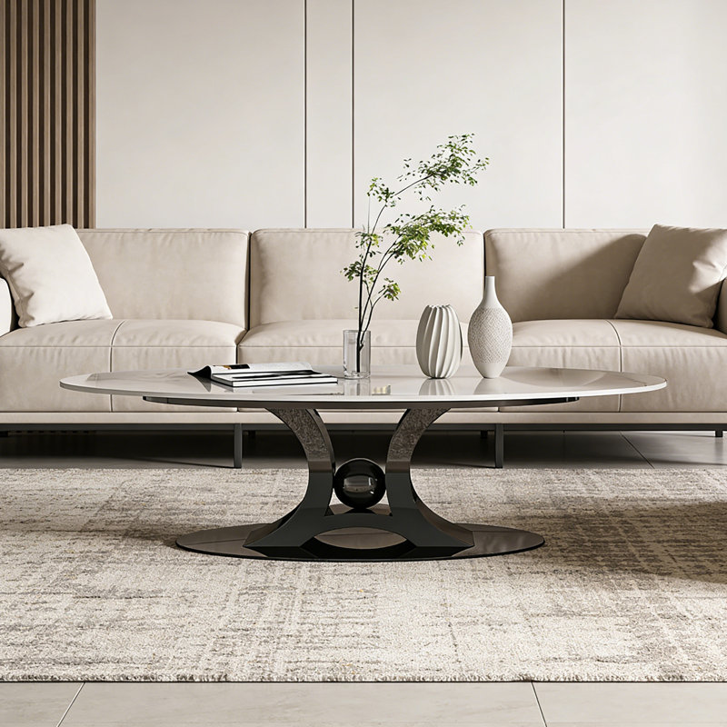 Table basse en acier fritté, H 16,93 po x L 51,18 po x l 27,56 po, Noir
