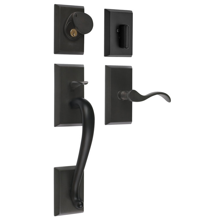 Premium Savoy Handleset with Single Cylinder Deadbolt and Door Lever and Rosette