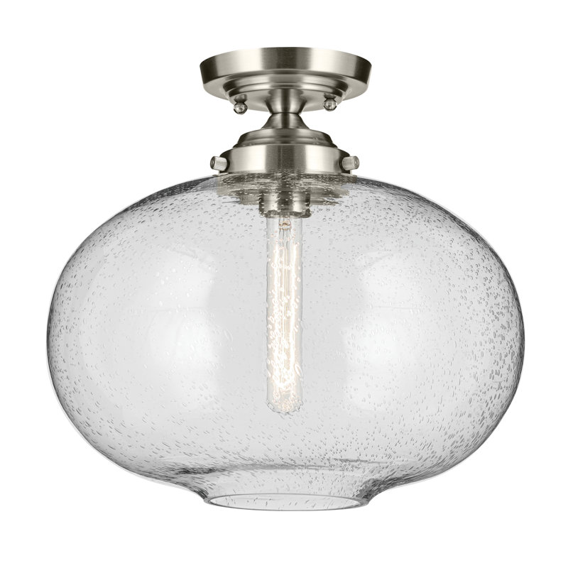 Plafonnier encastré 1 lumière 14,5 po, Nickel brossé