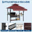 8x5 ft Grill Gazebo with 7x3 ft Adjustable Awning, 2-Tier BBQ Canopy with Shelves, Hooks & LED Lights for Backyard Garden Poolside, Claret Red-126185655