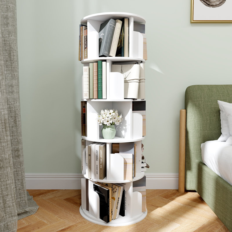 Gymax Kids Rotating Bookshelf 4 Tier Tree Shape Revolving Bookcase 360°Display Rack Green, Natural GYM17361 - Best Buy - View #2