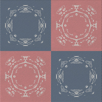 Tapis gris/zone rose à motifs