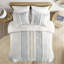 Ensemble d'édredon en coton avec chenille blanc / bleu marine / grand-119922122-119922124