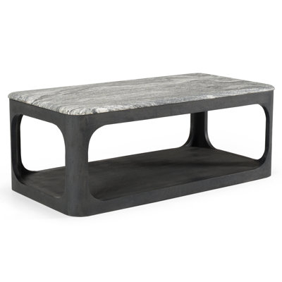 Kenn - Table basse moderne en granit noir et blanc