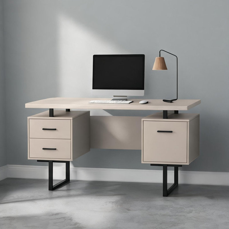 Bureau en plastique synthétique avec rangement réversible, bureau d'ordinateur 60 pouces pour bureau à domicile