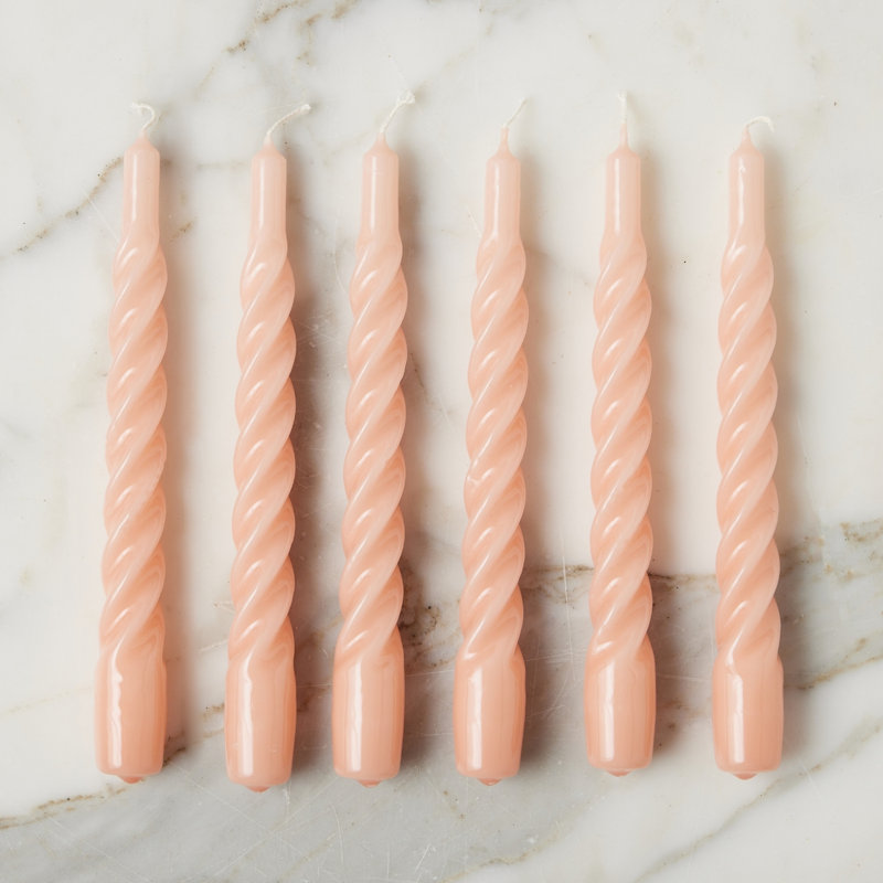 Lacquered Twisted Taper Candles, Blush