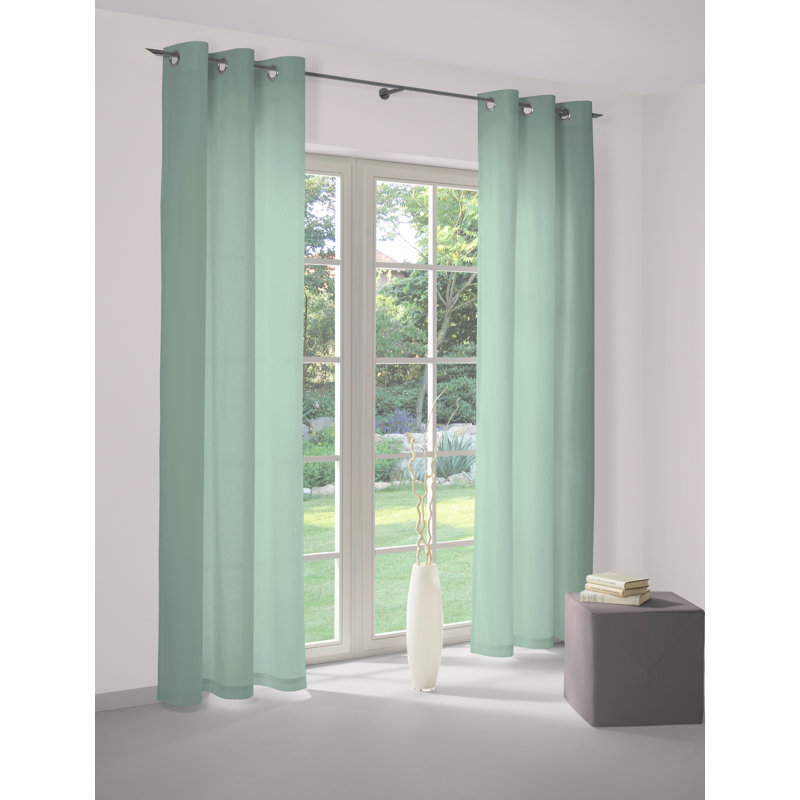 Newbury 67% Polyester And 33% Cotton Room Darkening Single Curtain Panel, Mint, 130cm Width x 295cm Drop