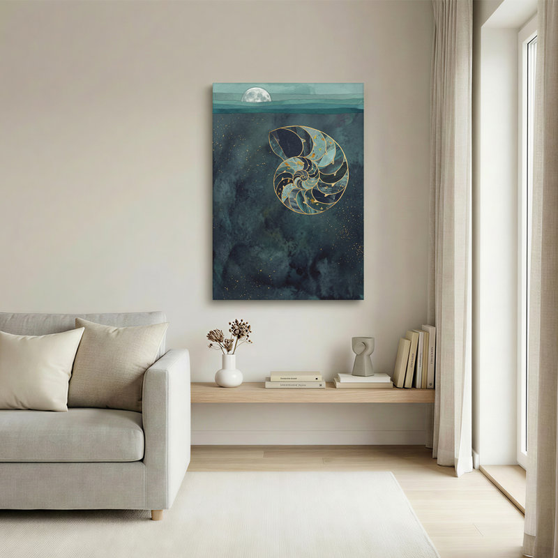 Toile dorée sur fond bleu marine, 30"H x 20"W