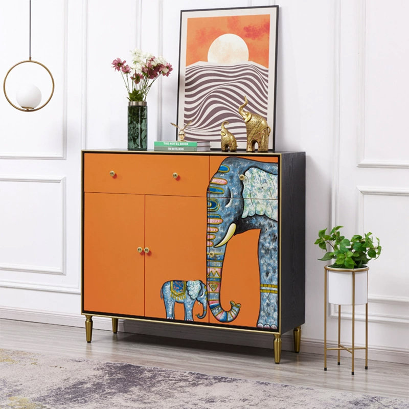 Armoire d'appoint peinte orange clair