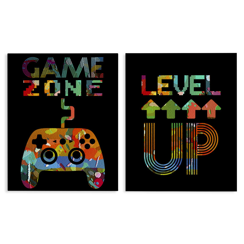 Ensemble de toiles 2 pièces Collage Retro Gamer, H 20 po x l 32 po