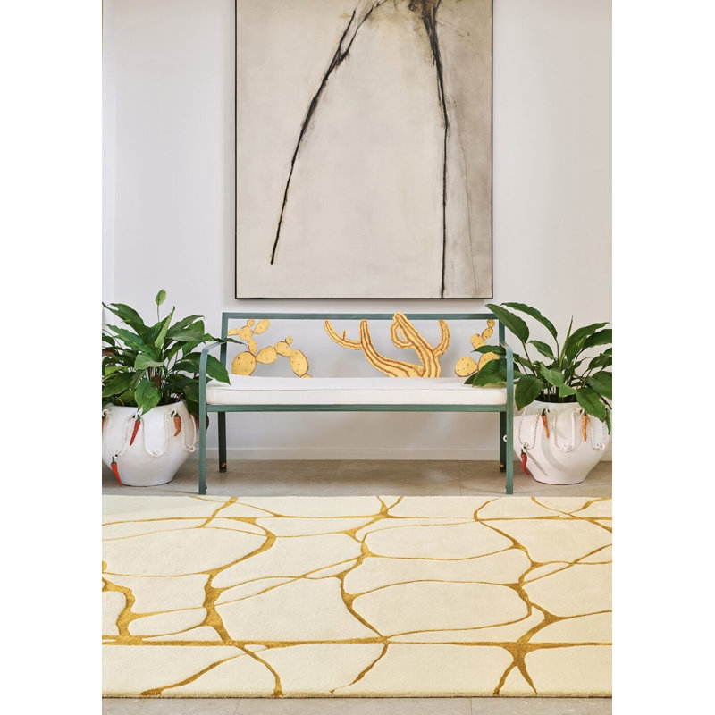 Ambre Hand Tufted Abstract Area Rug in Natural/Beige, Rectangle 8'2" x 11'6"