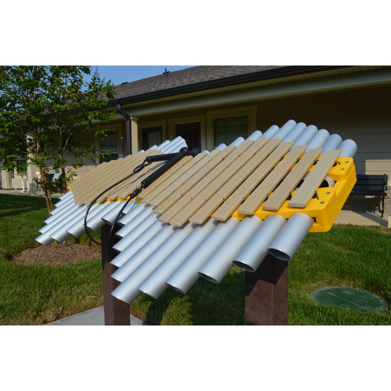 Floor Mounted Metal Playground Panel with Activity Panel, Inground Mount