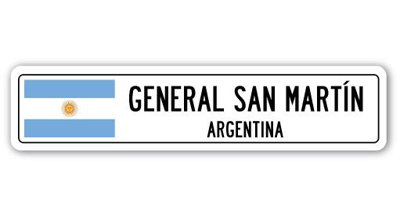 Plaque de rue en aluminium «General San Marton», drapeau de l'Argentine