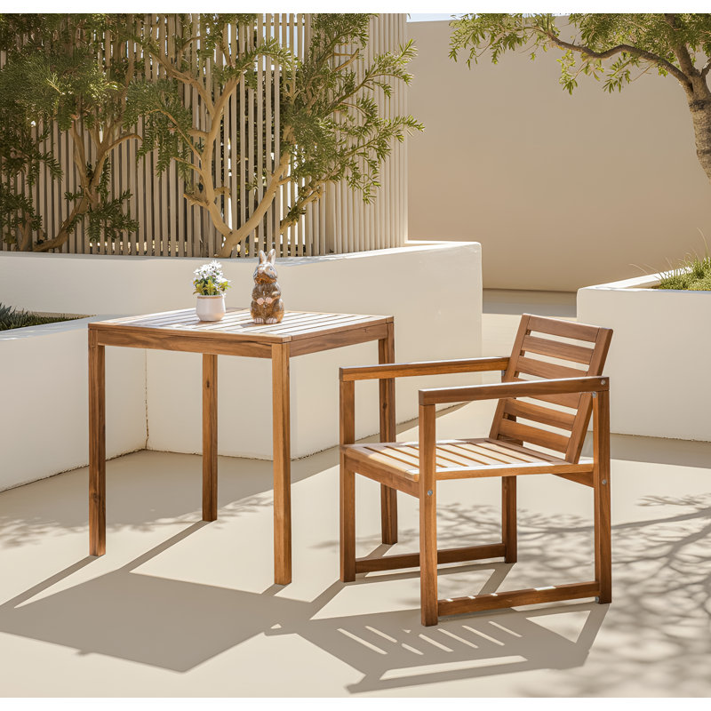 Solid Acacia Wood Armchair (Set of 2)
