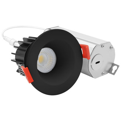 LUXRITE 2 Inch LED Recessed Spotlight With Interchangeable Trim, J-Box, 8W, 600LM, 5CCT, 60° Beam, Dimmable, Twist N’ Lock, CRI 90 Wet Rated Black