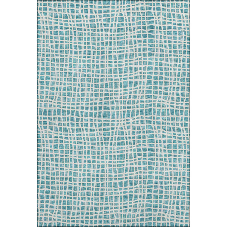Premium Machine Washable Prisco Teal Rug