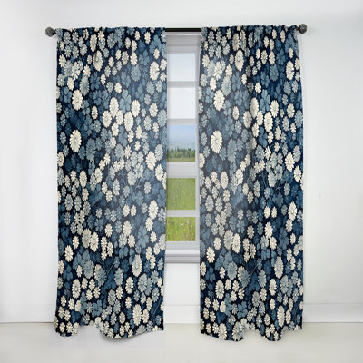 Rideau en velours bleu et blanc Sloane