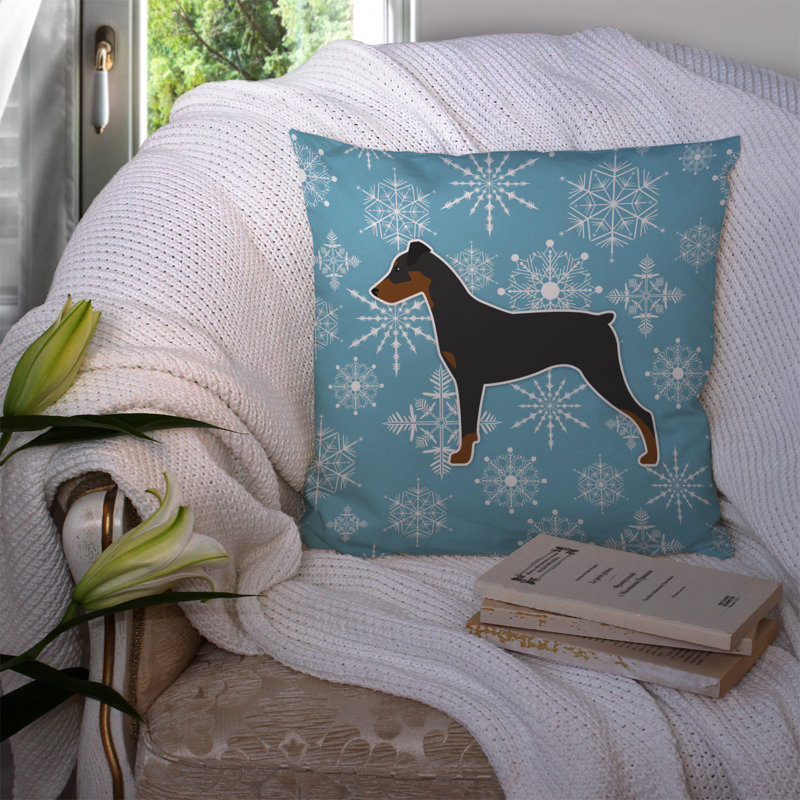 Winter Snowflakes Indoor/Outdoor Throw Pillow, 14" H x 14" W x 3" D