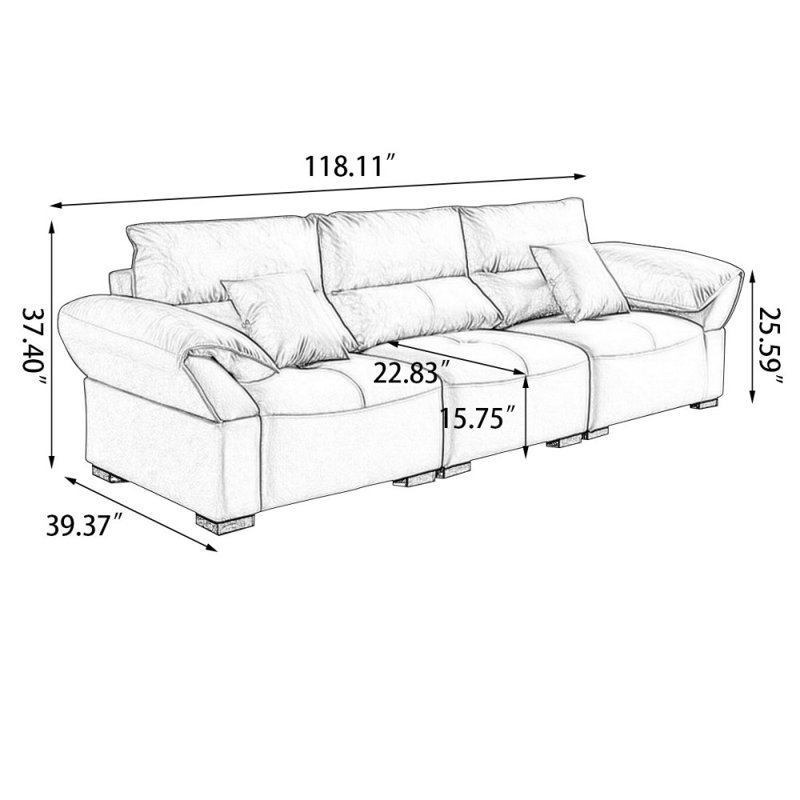 Canapé modulaire en similicuir, H 37,4 po x l 118,11 po x P 39,37 po, 4, Beige