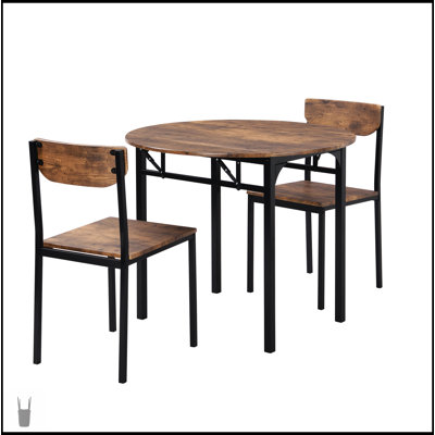 Ensemble de table de salle à manger 3 pièces avec abattant et 2 chaises, parfait pour les petits espaces et la vie moderne