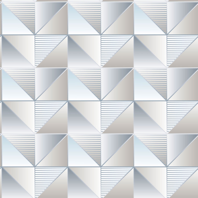 Geometrix 25.4m x 52.8cm Satin Wallpaper Roll, Blue/Grey