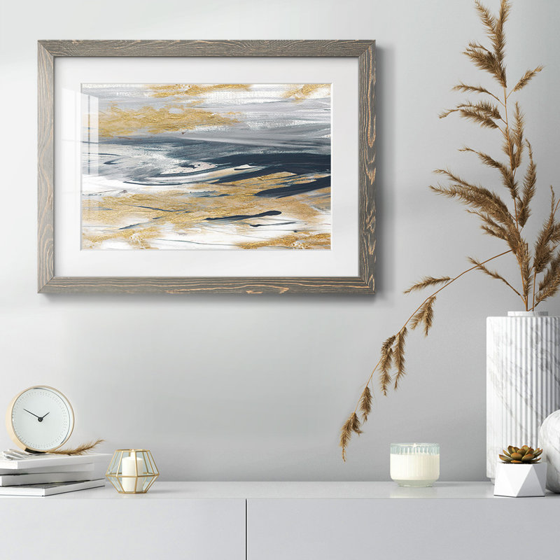 Tumultuous Navy Framed On Paper Print, Gris, H 26 po x l 38 po x P 1,5 po