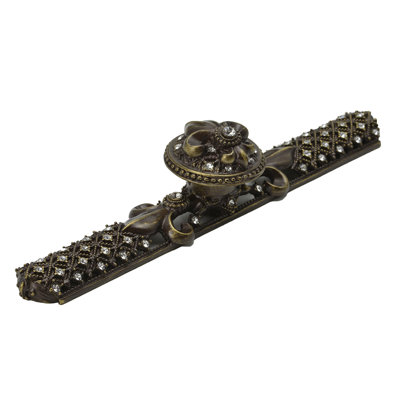 Carpe Diem Hardware 76057623-3C - Grande poignée ronde Versailles et grande plaque arrière allongée Fleur De Lys avec cristaux Swarovski