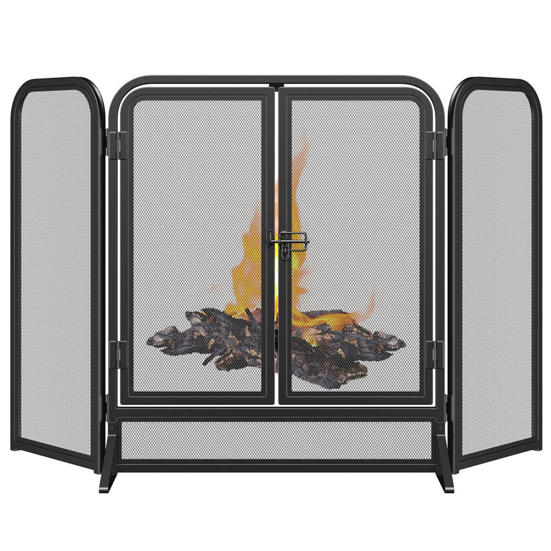 Pare-étincelles pliable 3 panneaux avec porte 51,5 po x 32,5 po