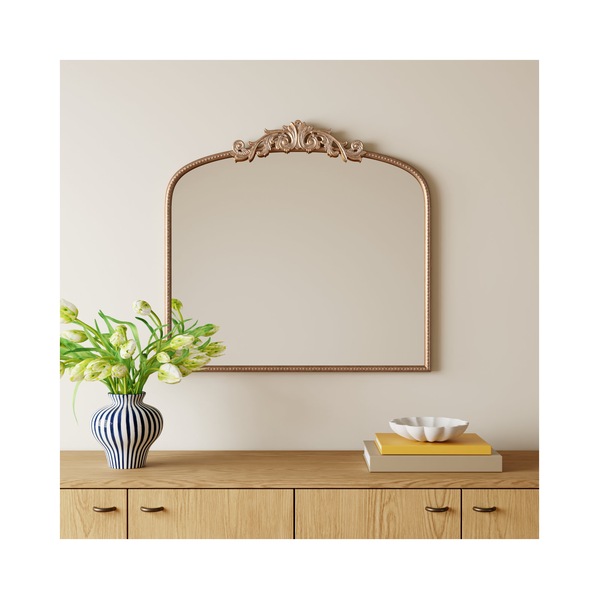 Emmeline Metal Arch Mirror, 31" x 40", Gold