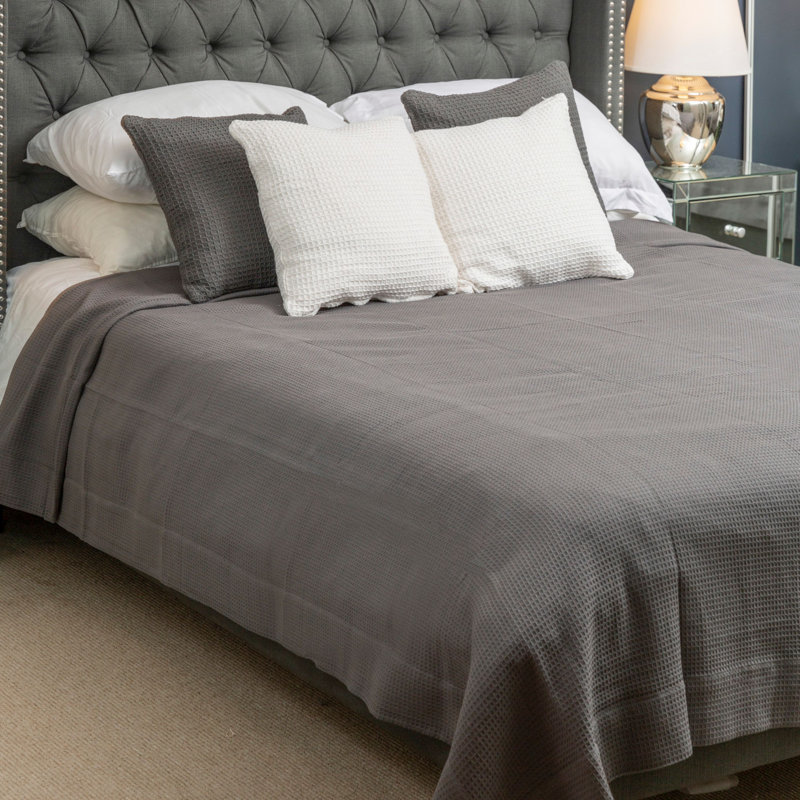 Waffle Cotton Blanket Weighted Throw Blanket, 6.5, Gray