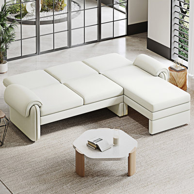 Canapé-lit convertible à futon avec dossier réglable et méridienne réversible