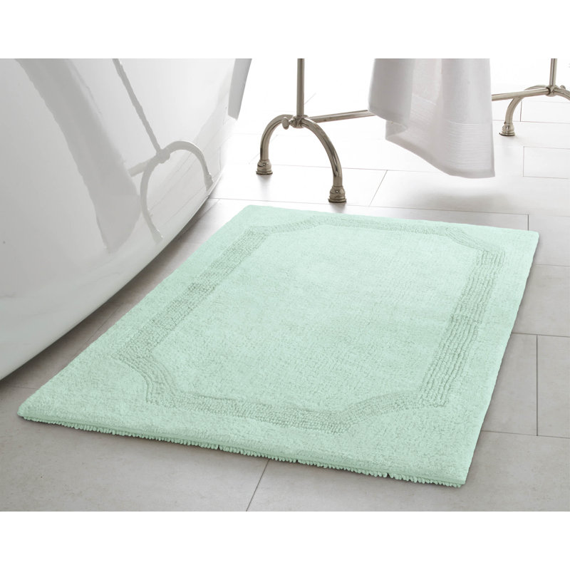 Laura Ashley Tablet Reversible Cotton Bath Rug, Light Gray, 17” L x 24” W