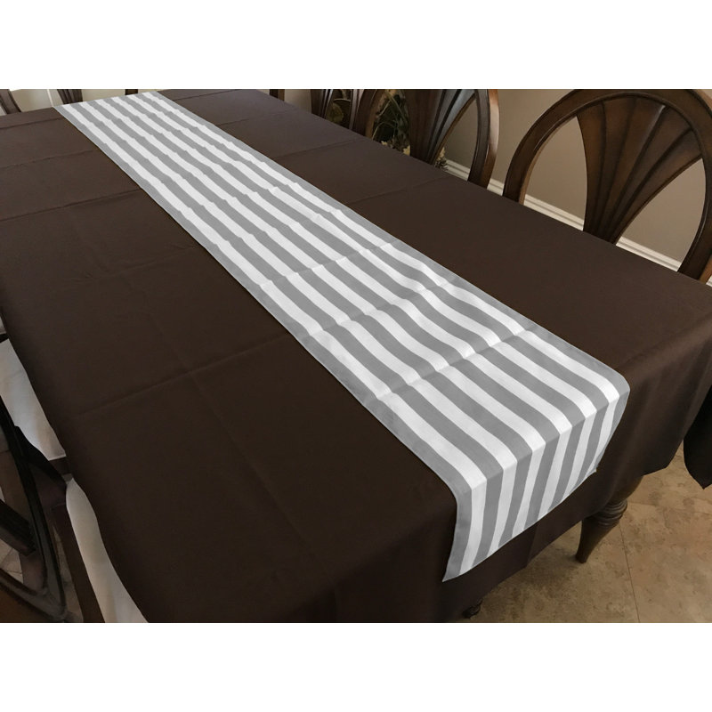 Stripes Print Table Runner, Gray, 120" Runner, 24"