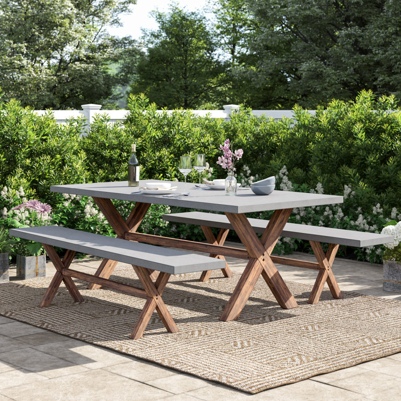 Zilla Teak Patio Dining Set with Rectangular Table