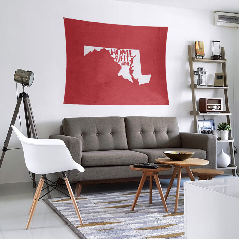 Tapisserie Home Sweet Maryland, H 51 po x l 60 po, Rouge