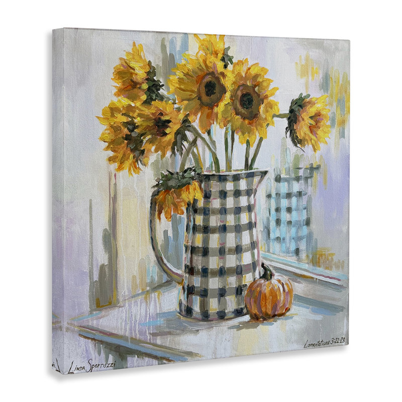 «Morning Reflections Sunflower Impressionism», art mural par Linda Sperruche, H 17 po x l 17 po