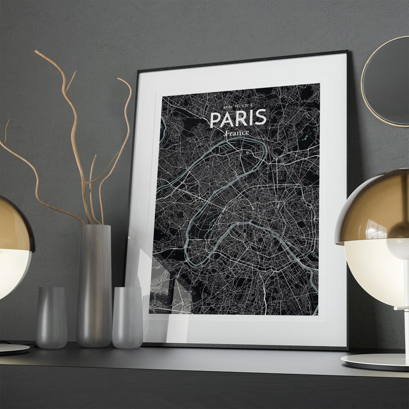 Paris City Map In Midnight - No Frame Print, 27.6cm H x 19.7cm W x 0.05cm D