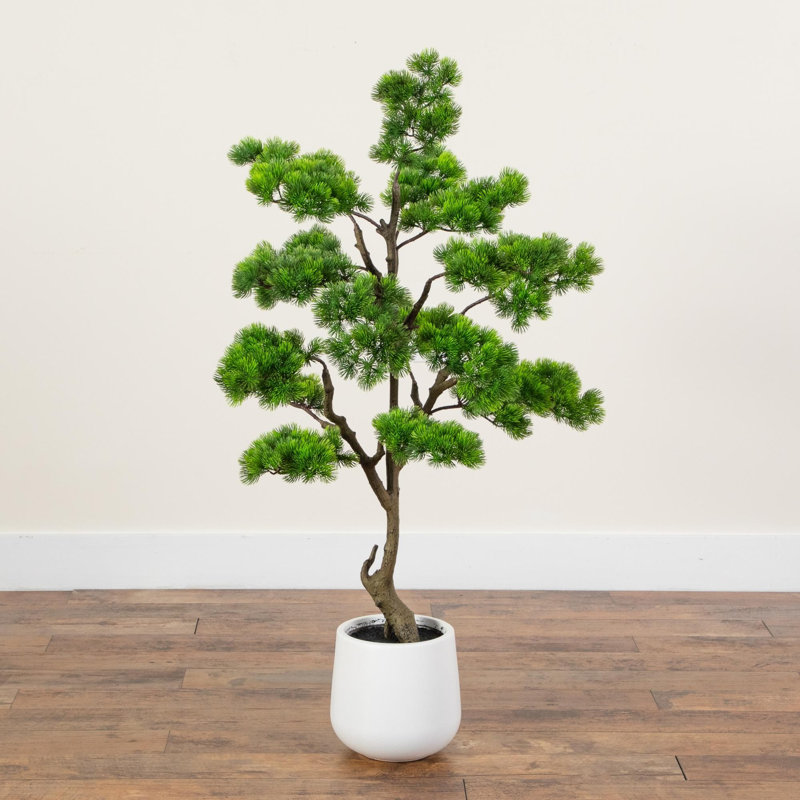 Cèdre artificiel en pot décoratif blanc, 3,5 pi