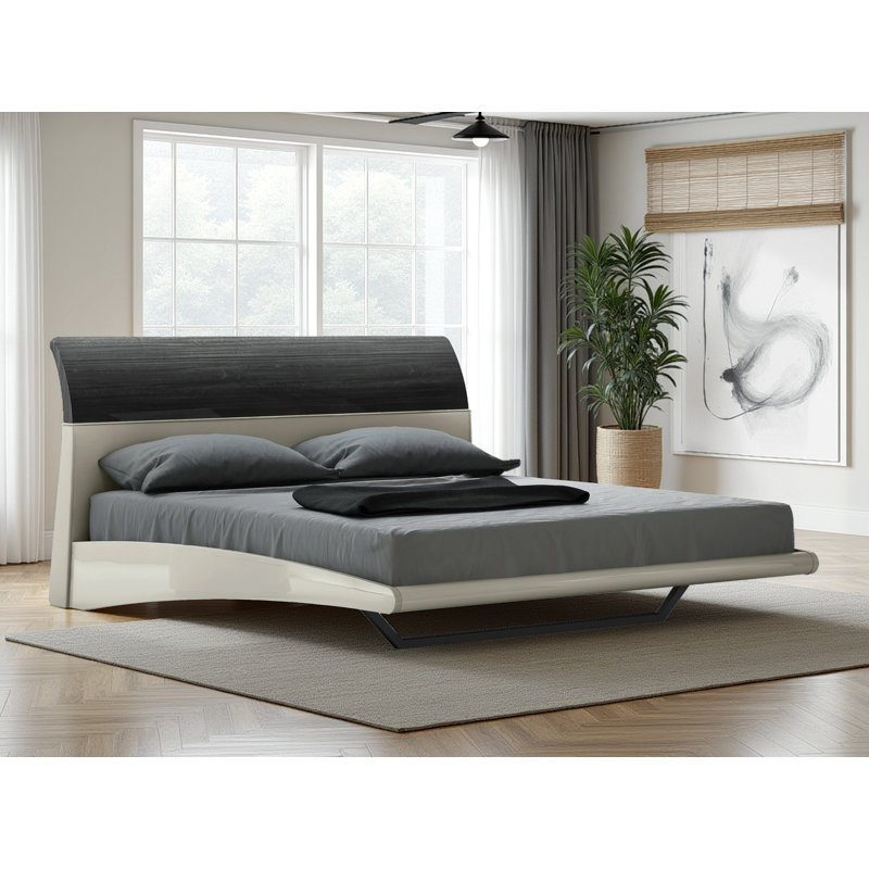 Lit gris Luxury Caver, Grand lit