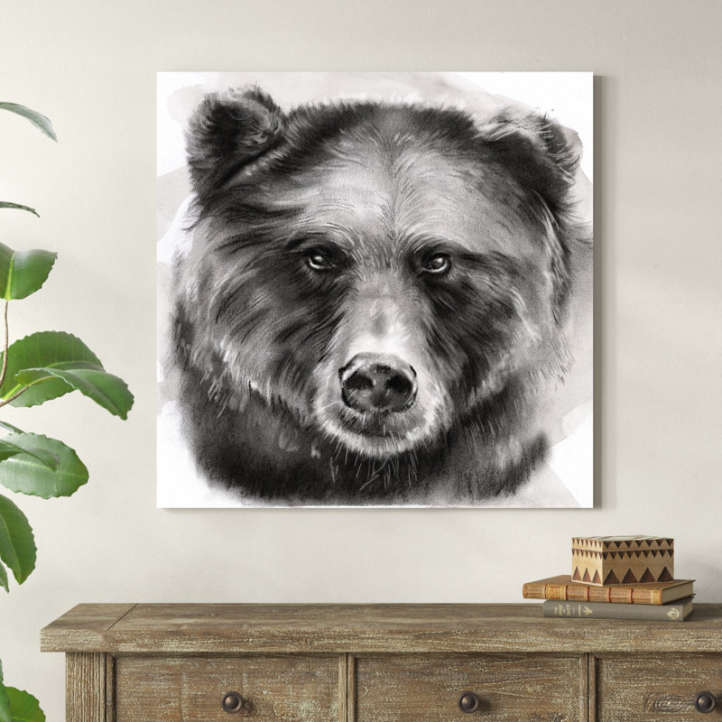 «Bear Grin I», peinture sur toile, H 36 po x l 36 po