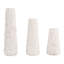 Bougeoirs coniques en marbre texturé pour salon - Décoration moderne à poser sur une table ou dans une cuisine - Lot de 3, 23 cm, 20 cm, 15 cm, ivoire