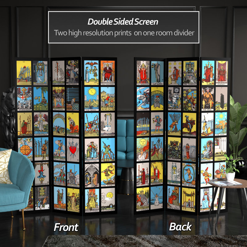 Mulfo Mystic Tarot Canvas Room Divider, 71" H x 47.25" W x 1" D