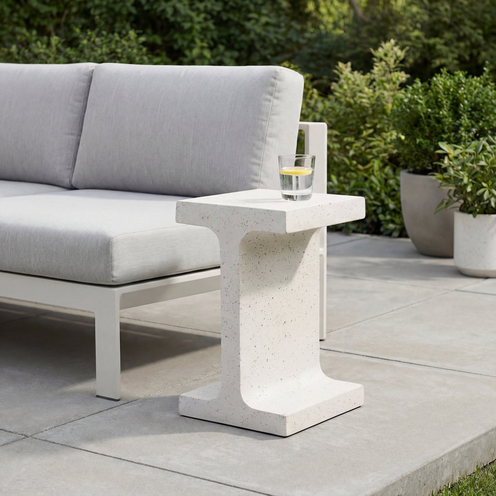 Justin End Table, Ivory Terrazzo