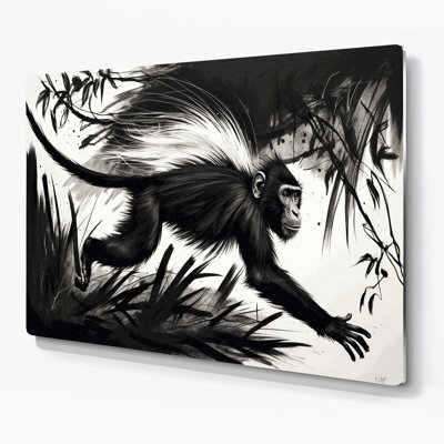 Wildlife Black Colobus Black Metal Wall Art