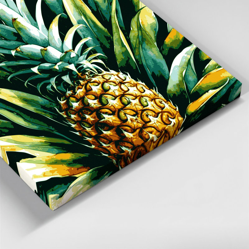 Art mural sur toile Botanical Pineapple Plant, H 8 po x l 8 po
