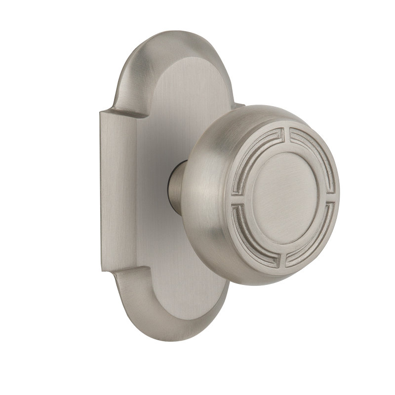 Cottage Plate with Mission Door Knob, Satin Nickel